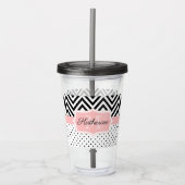 Cute Stippen en Chevron Acryl Drinkbeker (Voorkant)