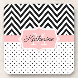 Cute Stippen en Chevron Bier Onderzetter
