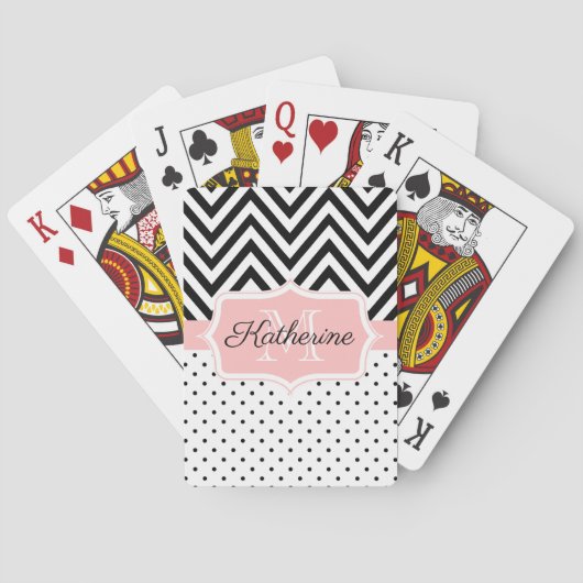 Cute Stippen en Chevron Pokerkaarten (Achterkant)