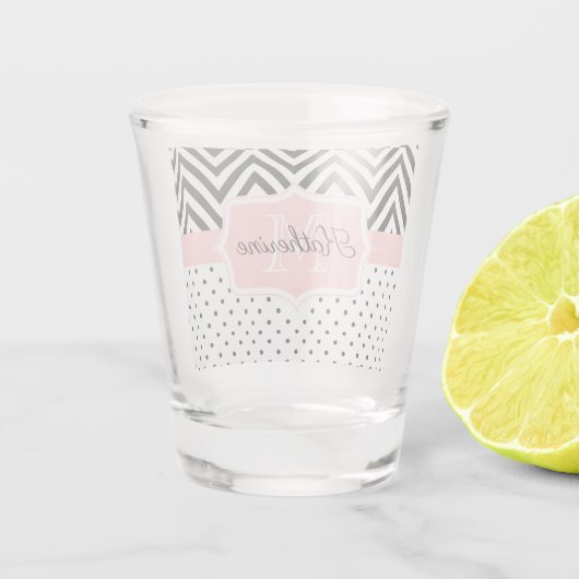 Cute Stippen en Chevron Shot Glas (Achterkant)