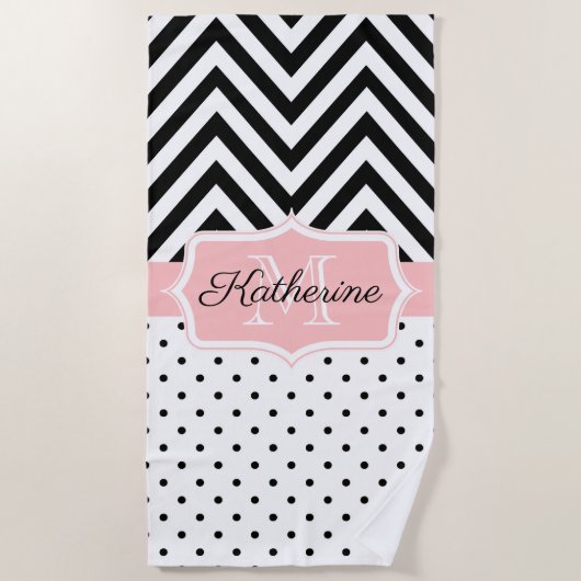 Cute Stippen en Chevron Strandlaken (Voorkant)