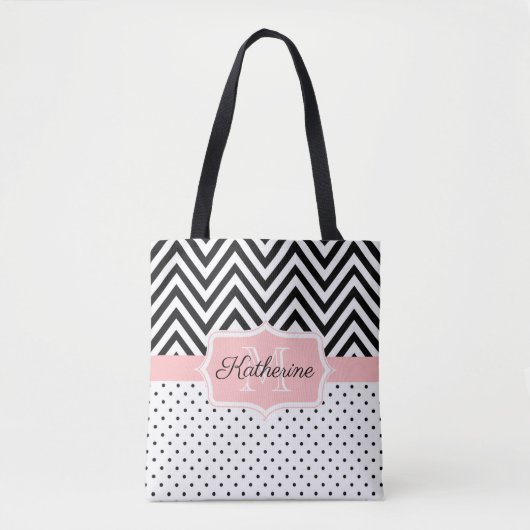 Cute Stippen en Chevron Tote Bag (Voorkant)