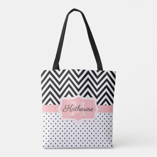 Cute Stippen en Chevron Tote Bag (Achterkant)