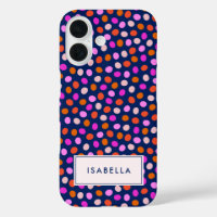 Cute Stippen Spots Bright Blue Paars Personalized