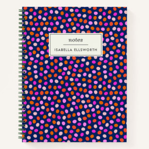 Cute Stippen Spots Bright Blue Paars Personalized Notitieboek