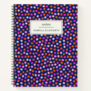 Cute Stippen Spots Bright Blue Paars Personalized Notitieboek
