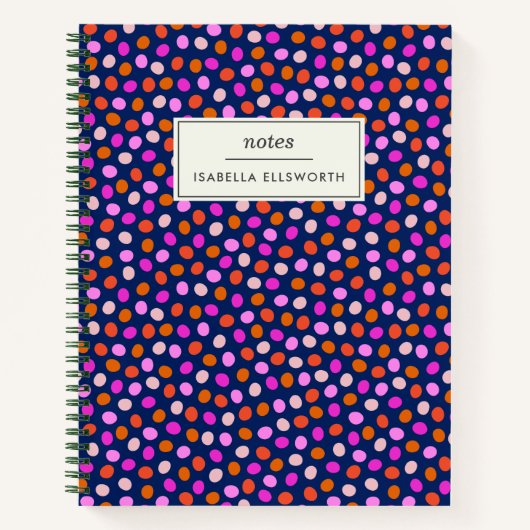 Cute Stippen Spots Bright Blue Paars Personalized Notitieboek (Voorkant)