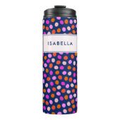 Cute Stippen Spots Bright Blue Paars Personalized Thermosbeker (Voorkant)