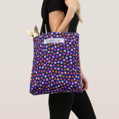 Cute Stippen Spots Bright Blue Paars Personalized Tote Bag (Dichtbij)