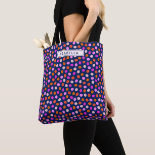 Cute Stippen Spots Bright Blue Paars Personalized Tote Bag