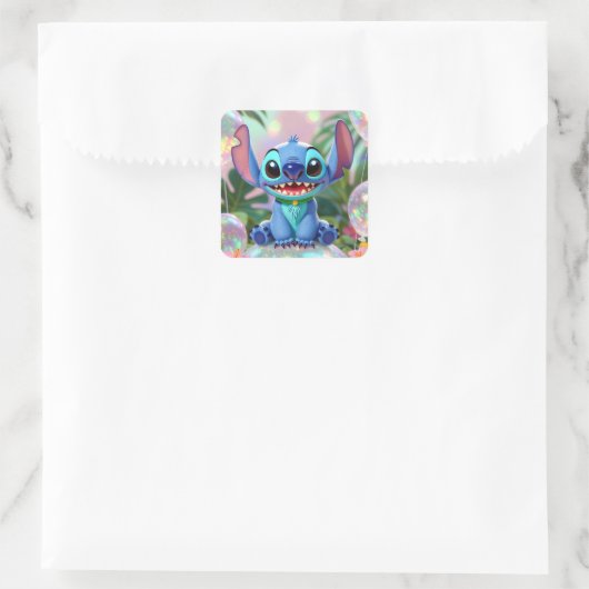 CUTE STITCH  VIERKANTE STICKER (Tas)