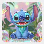 CUTE STITCH  VIERKANTE STICKER (Voorkant)