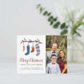 Cute Stockings Merry kerst New Home Moving Aankondigingskaart (Staand voorkant)