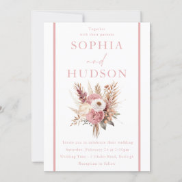 Cute Stof Roze & Roze Boho Bloemige Trouwdag Kaart