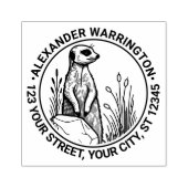 Cute stokstaart Staand #1 Naam Retouradres Rubberstempel (Afrduk)