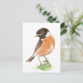 Cute Stonechat, Waterverf Bird Collectie Briefkaart (Staand voorkant)