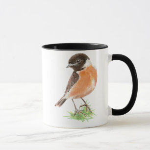 Cute Stonechat, Waterverf Bird Collectie Mok