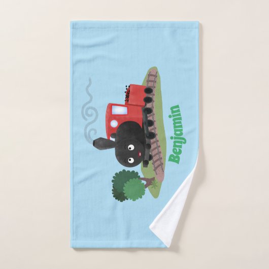 Cute stoomtrein cartoon illustratie bad handdoek (Handdoek)
