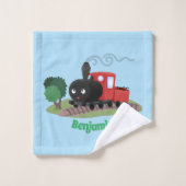 Cute stoomtrein cartoon illustratie bad handdoek (Wasdoekje)