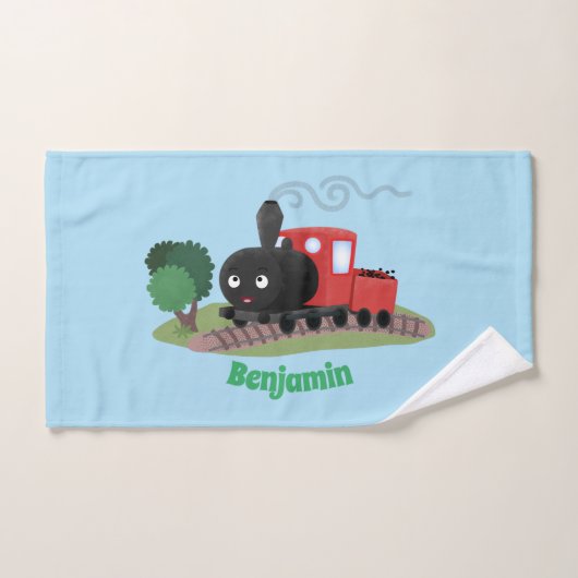 Cute stoomtrein cartoon illustratie bad handdoek (Handdoek)