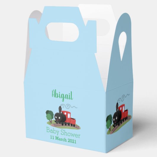 Cute stoomtrein cartoon illustratie bedankdoosjes (Geopend)