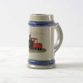 Cute stoomtrein cartoon illustratie bierpul (Voorkant rechts)