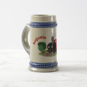 Cute stoomtrein cartoon illustratie bierpul (Voorkant links)