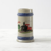 Cute stoomtrein cartoon illustratie bierpul (Center)