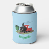 Cute stoomtrein cartoon illustratie blikjeskoeler (Blikje Achterkant)