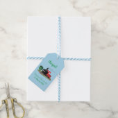 Cute stoomtrein cartoon illustratie cadeaulabel (Met Touw)