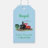 Cute stoomtrein cartoon illustratie cadeaulabel (Achterkant)
