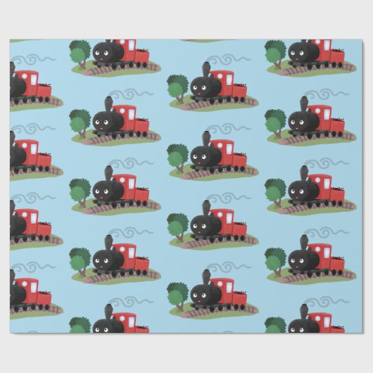 Cute stoomtrein cartoon illustratie cadeaupapier (Vlak)