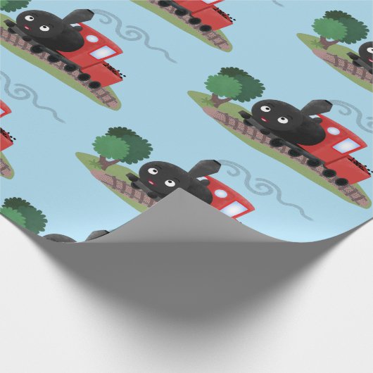 Cute stoomtrein cartoon illustratie cadeaupapier (Hoek)