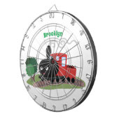 Cute stoomtrein cartoon illustratie dartbord (Voorkant Rechts)