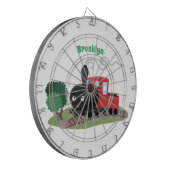 Cute stoomtrein cartoon illustratie dartbord (Voorkant Links)