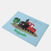 Cute stoomtrein cartoon illustratie deurmat (Schuin)