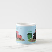 Cute stoomtrein cartoon illustratie espresso kop (Voorkant)