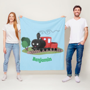 Cute stoomtrein cartoon illustratie fleece deken
