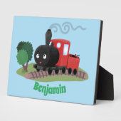 Cute stoomtrein cartoon illustratie fotoplaat (Zijkant)