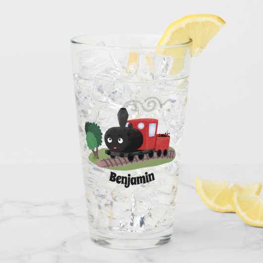 Cute stoomtrein cartoon illustratie glas (Achterkant ijs)