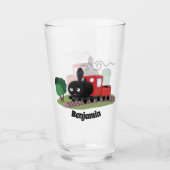 Cute stoomtrein cartoon illustratie glas (Voorkant)