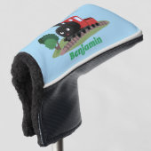 Cute stoomtrein cartoon illustratie golfheadcover (3/4 voorkant)