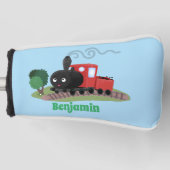 Cute stoomtrein cartoon illustratie golfheadcover (Voorkant)