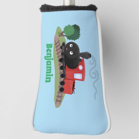 Cute stoomtrein cartoon illustratie golfheadcover (Draai 90)