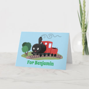 Cute stoomtrein cartoon illustratie kaart