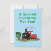 Cute stoomtrein cartoon illustratie kaart (Achterkant)