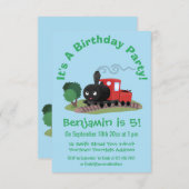 Cute stoomtrein cartoon illustratie kaart (Voorkant / Achterkant)