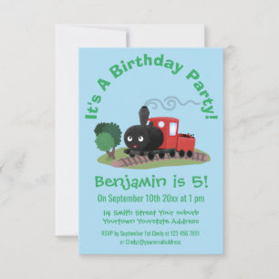 Cute stoomtrein cartoon illustratie kaart