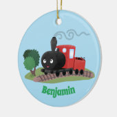 Cute stoomtrein cartoon illustratie keramisch ornament (Links)
