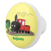 Cute stoomtrein cartoon illustratie keramische knop (Rechts)
